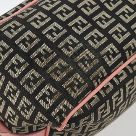 Fendi Zucchino Pink & Black Canvas Top Handle Bag with Leather Trim