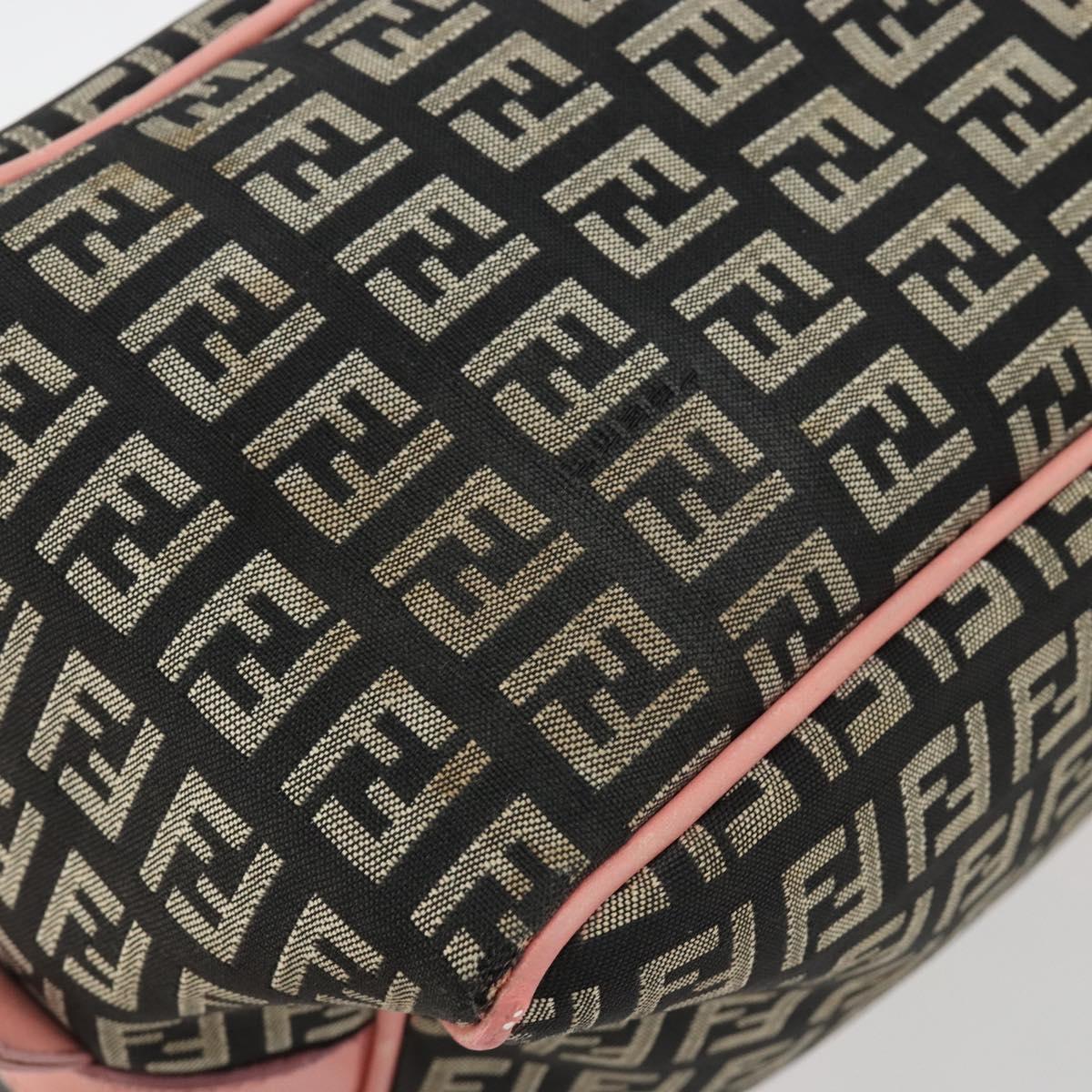 Fendi Zucchino Pink & Black Canvas Top Handle Bag with Leather Trim