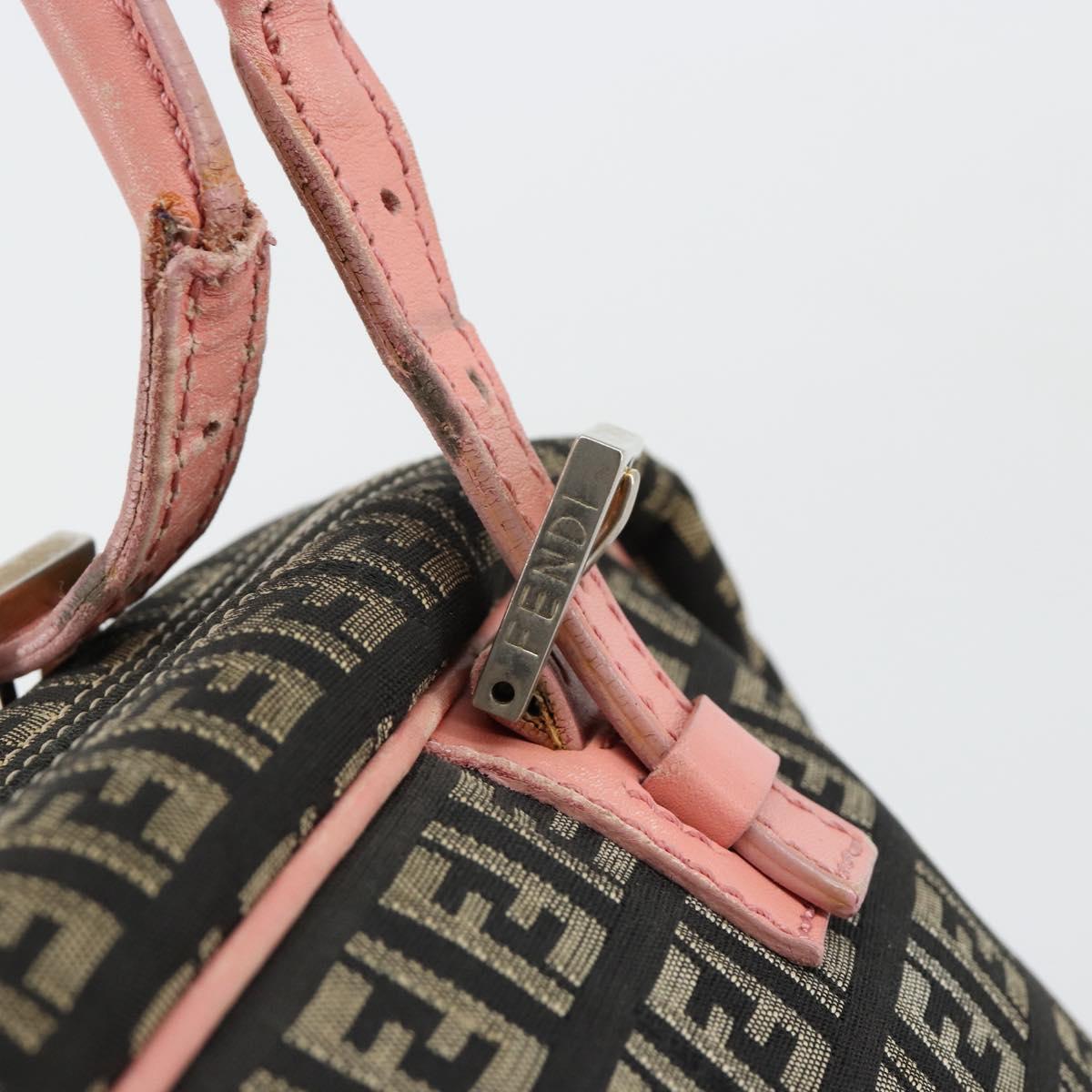 Fendi Zucchino Pink & Black Canvas Top Handle Bag with Leather Trim