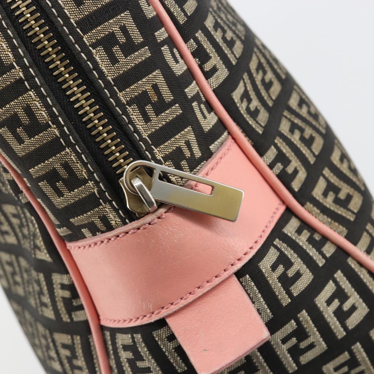 Fendi Zucchino Pink & Black Canvas Top Handle Bag with Leather Trim