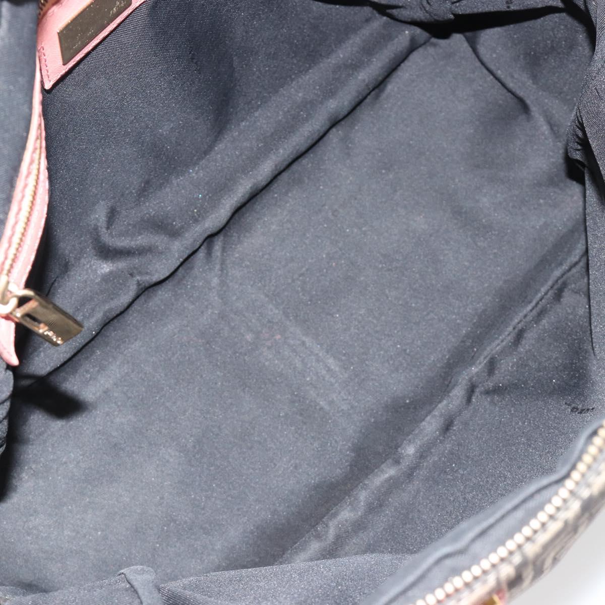 Fendi Zucchino Pink & Black Canvas Top Handle Bag with Leather Trim