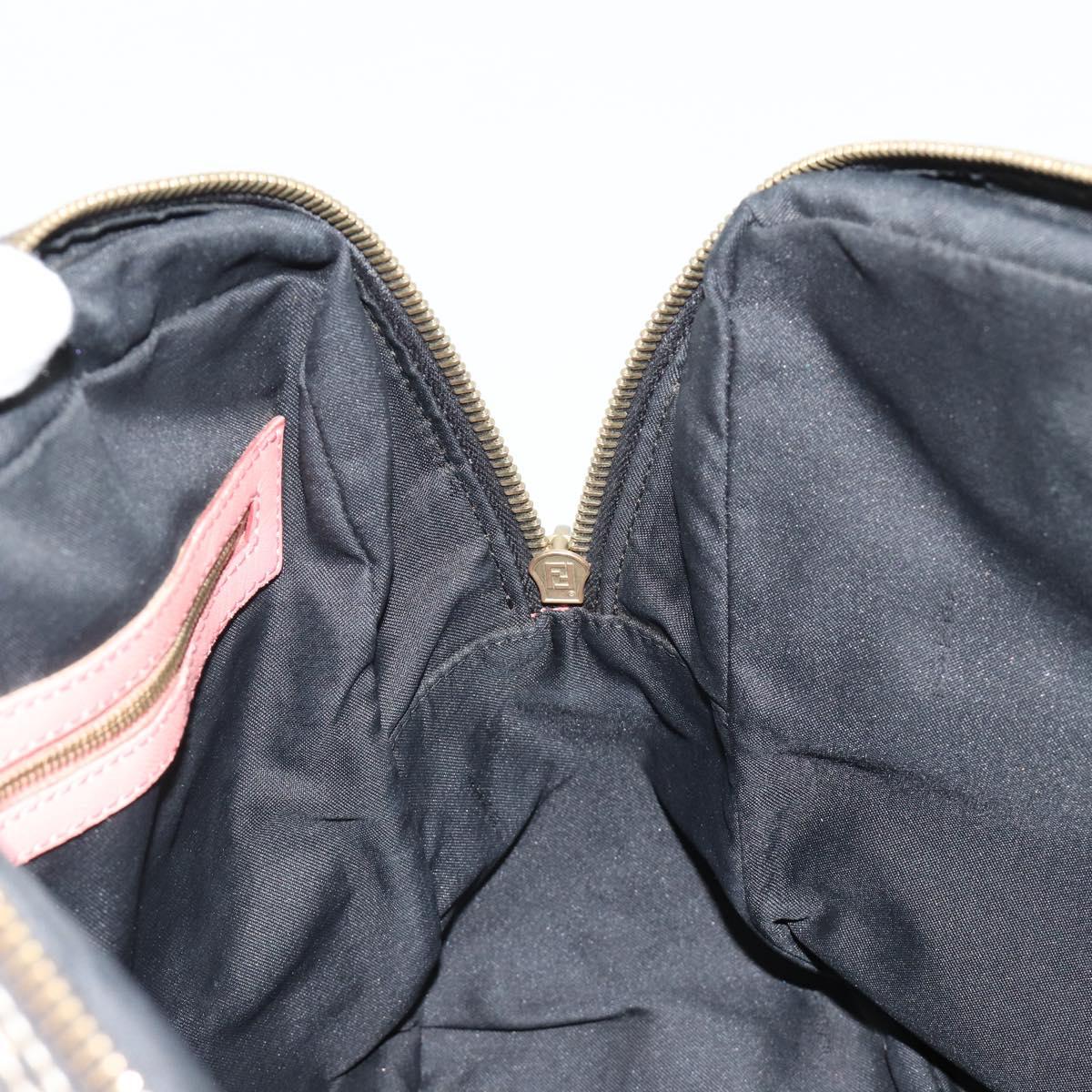 Fendi Zucchino Pink & Black Canvas Top Handle Bag with Leather Trim