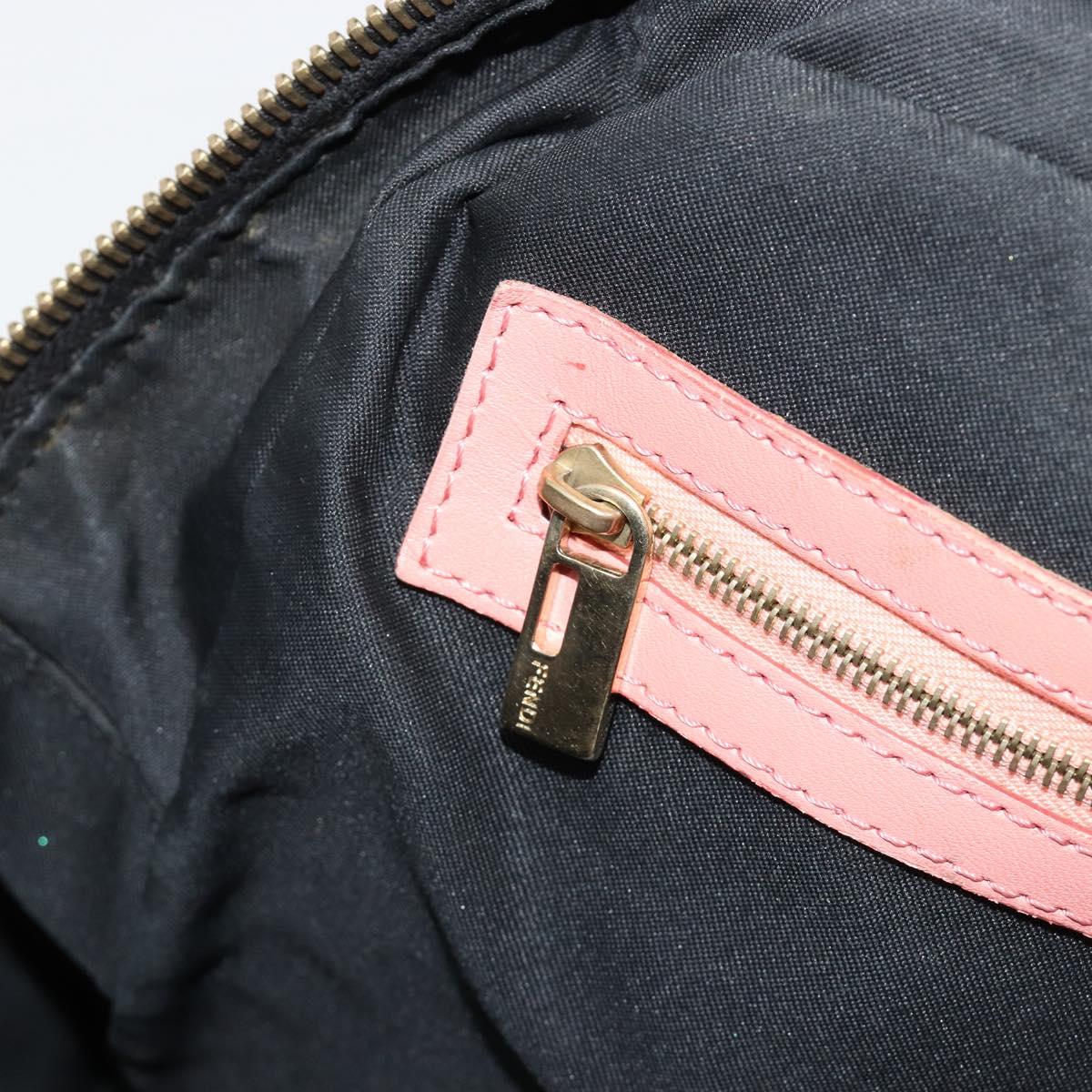 Fendi Zucchino Pink & Black Canvas Top Handle Bag with Leather Trim