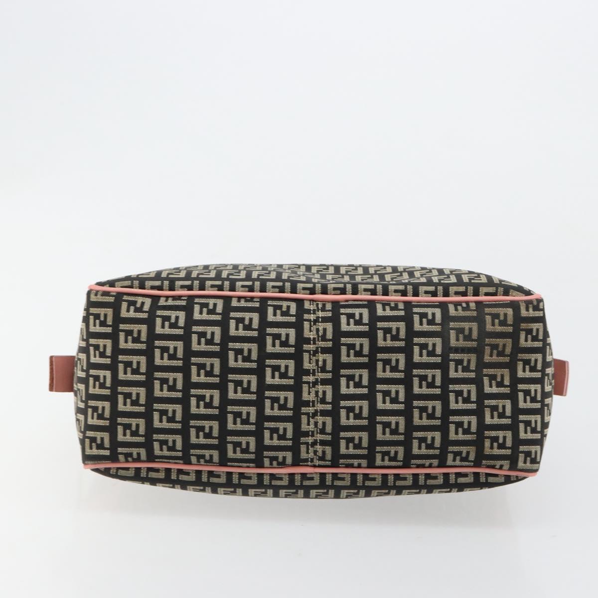 Fendi Zucchino Pink & Black Canvas Top Handle Bag with Leather Trim