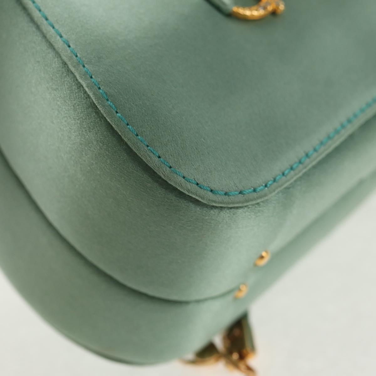 #48 Gucci Horsebit Backpack Satin Turquoise Blue Gold