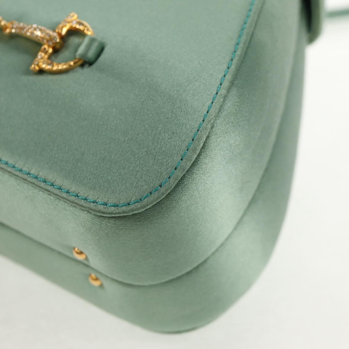 #48 Gucci Horsebit Backpack Satin Turquoise Blue Gold