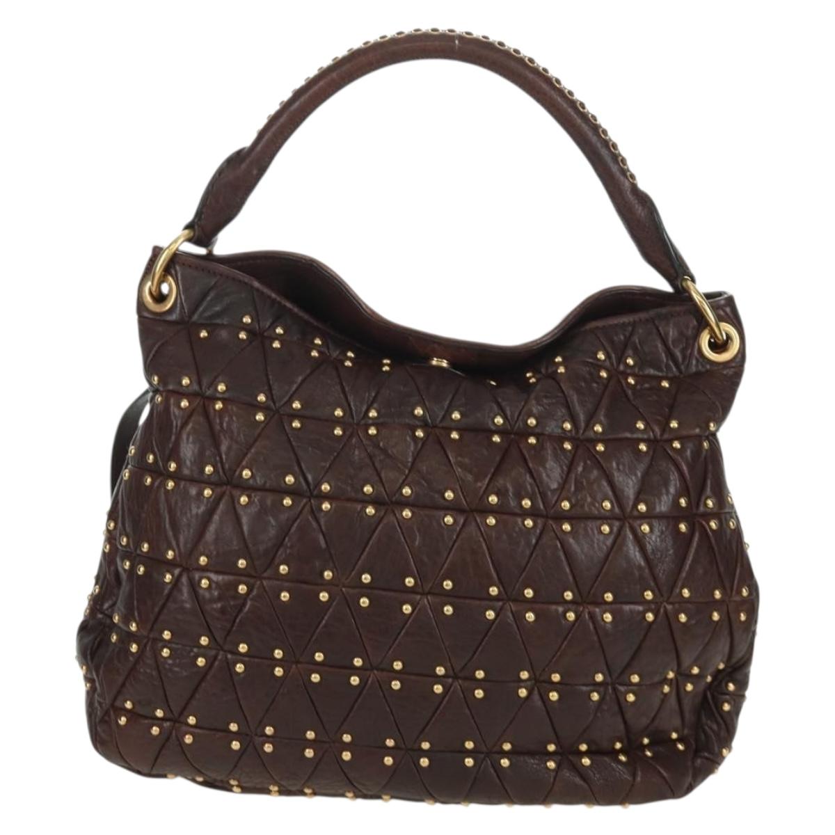 Miu Miu Studded Matelassé Leather Hobo Bag