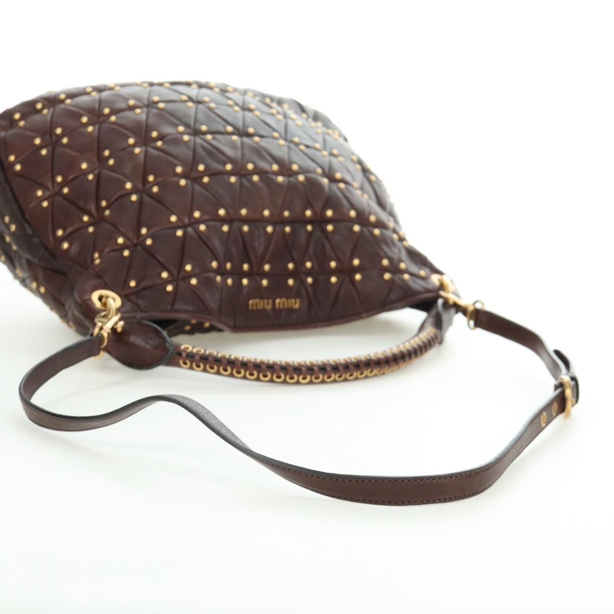 Miu Miu Studded Matelassé Leather Hobo Bag