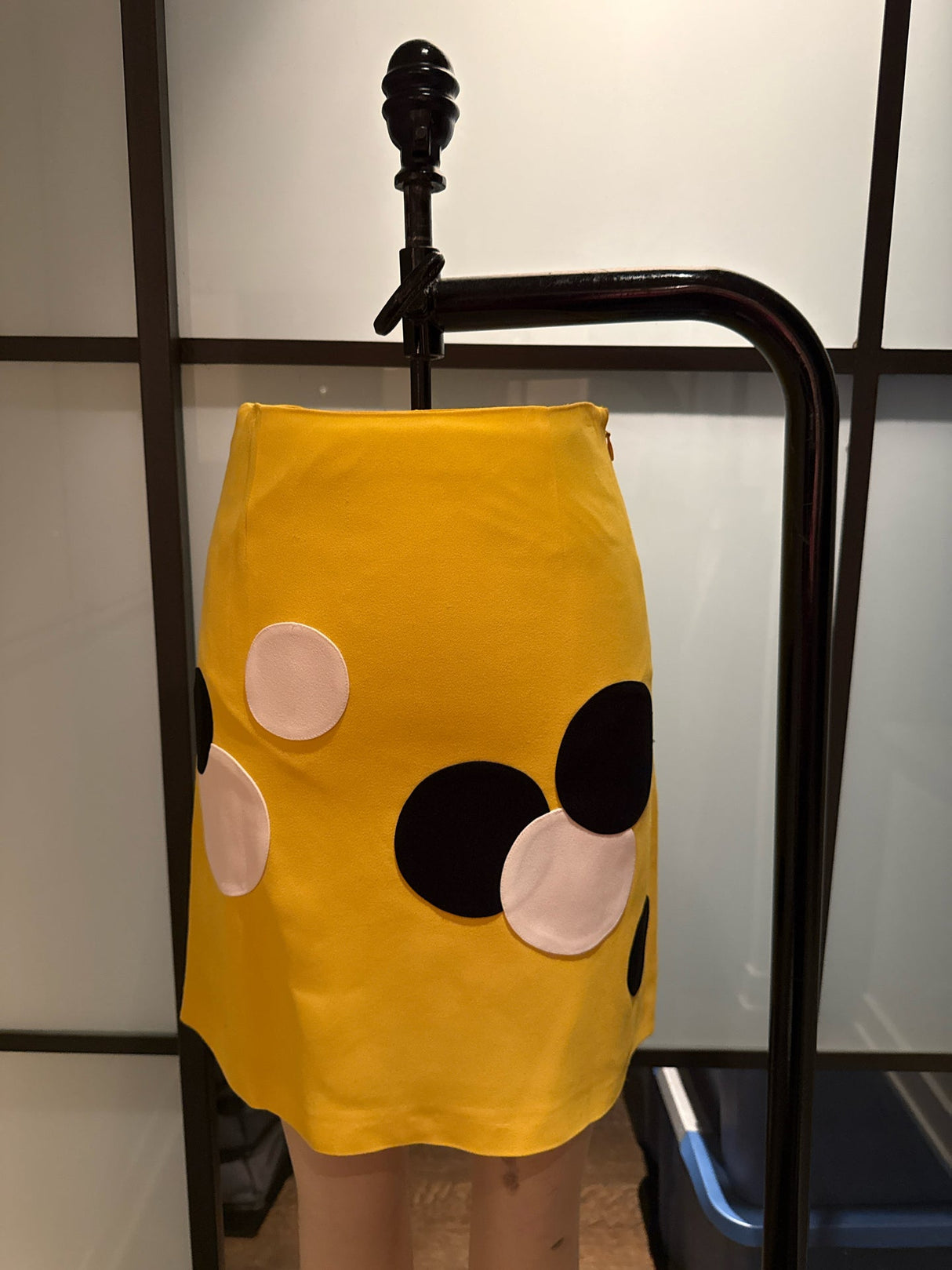 Moschino Cheap & Chic Yellow & Black Polka Dot Skirt The Nanny