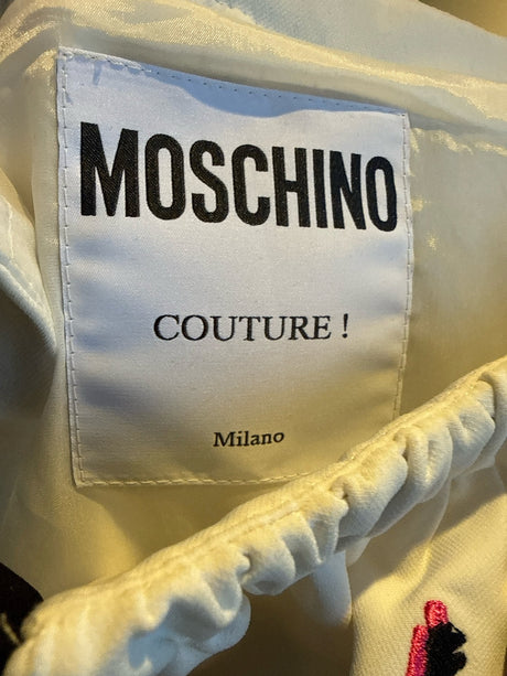 Moschino Size 4 White & Pink Black Bow Ribbon Dress NWT