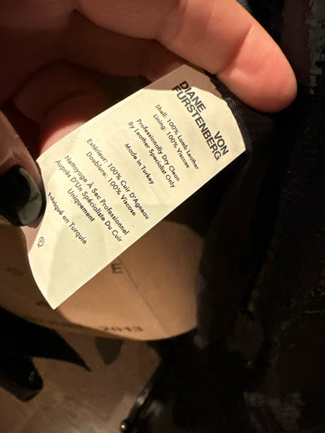 Diane von Furstenberg Size L Navy Blue Patent Leather Trenchcoat