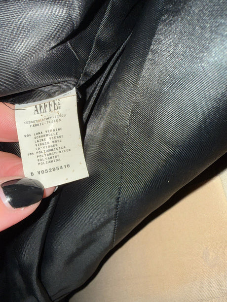 Moschino Black Wool Taffeta Ruffle Pea Coat