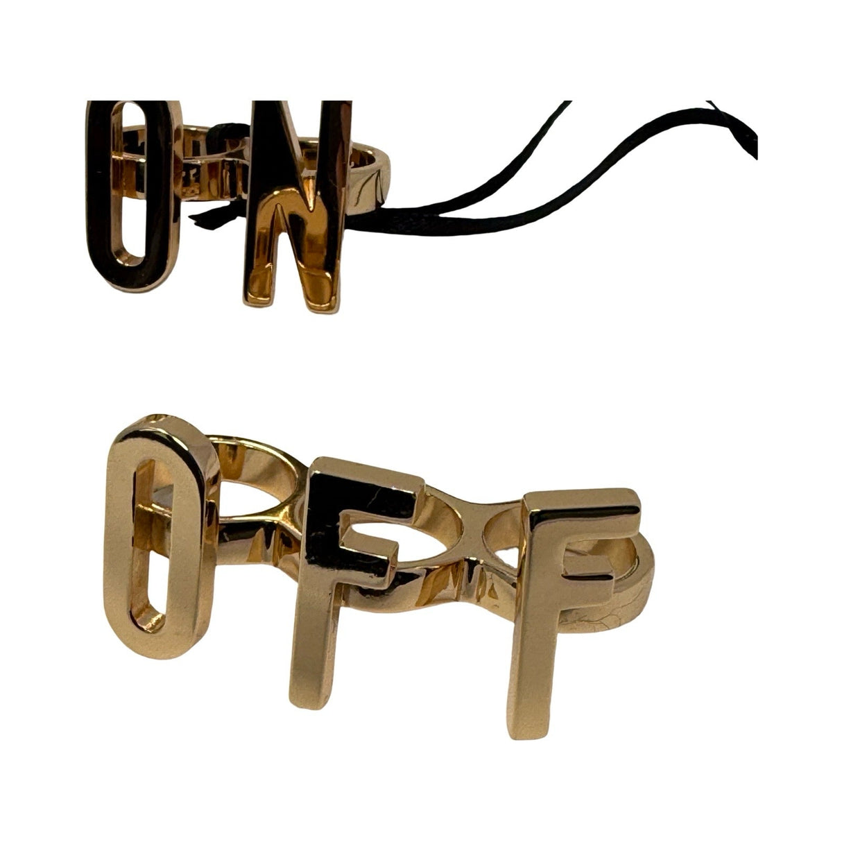 Moschino Gold Fashion Fash On Fash Off Kunckle Rings Set of 3