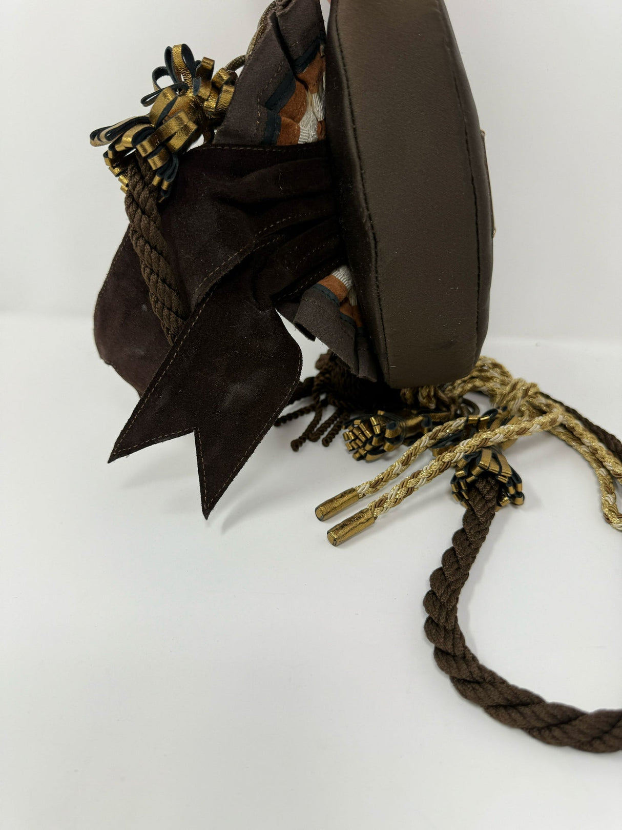 Moschino Brown Round Ribbon Bag Crossbody Purse