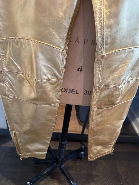 Moschino x H&M Size 0 Gold Leather Moto Pants