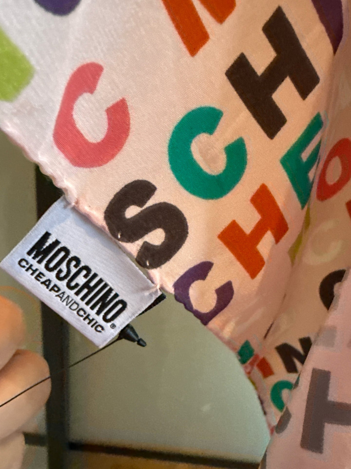 Moschino Pink Silk Letters Dress Scarf