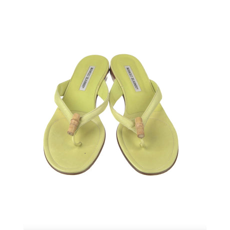 Manolo Blahnik Green Bamboo Flip Flops