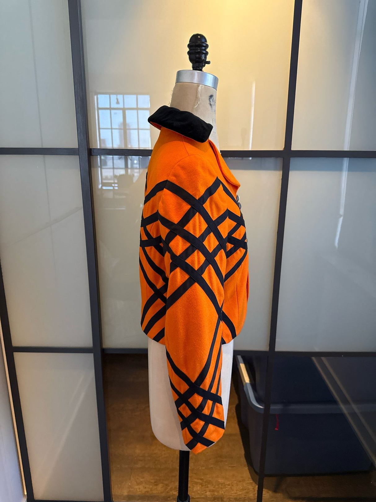 Moschino Cheap & Chic Size 8 Orange & Black Wool Jacket