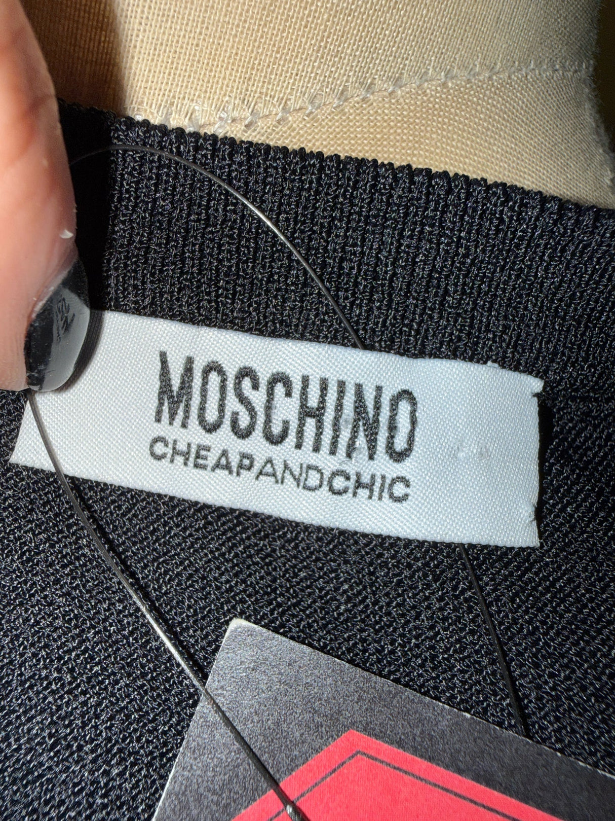 Moschino Black Wool V-Neck Tuxedo Bow Knit Sweater