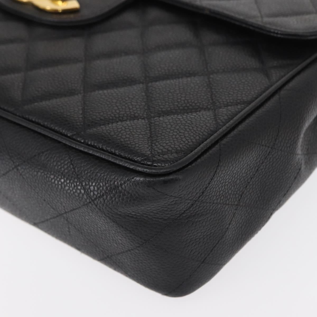 #54 Chanel Matelasse 30 Chain Shoulder Bag Caviar Skin Black Gold