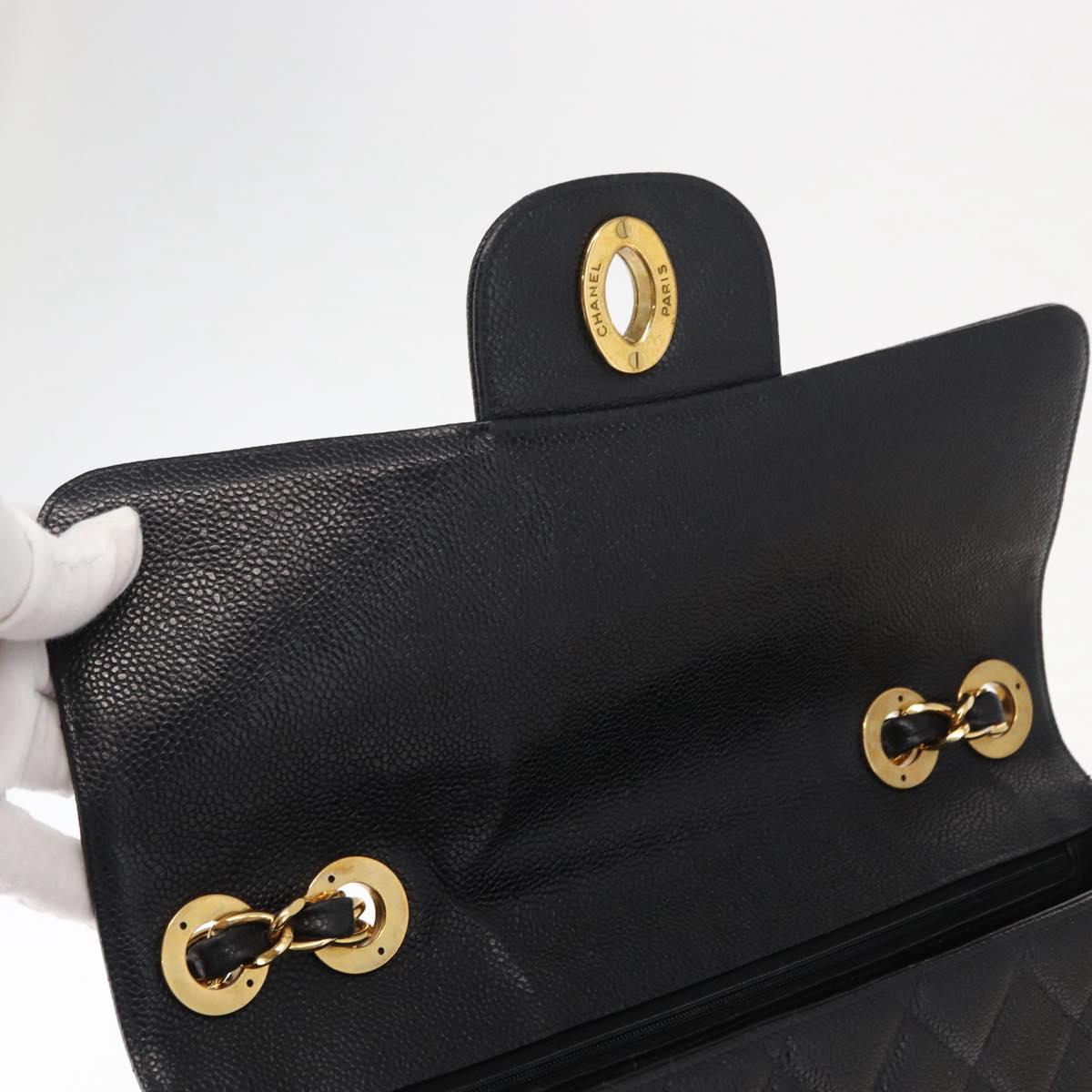 #54 Chanel Matelasse 30 Chain Shoulder Bag Caviar Skin Black Gold