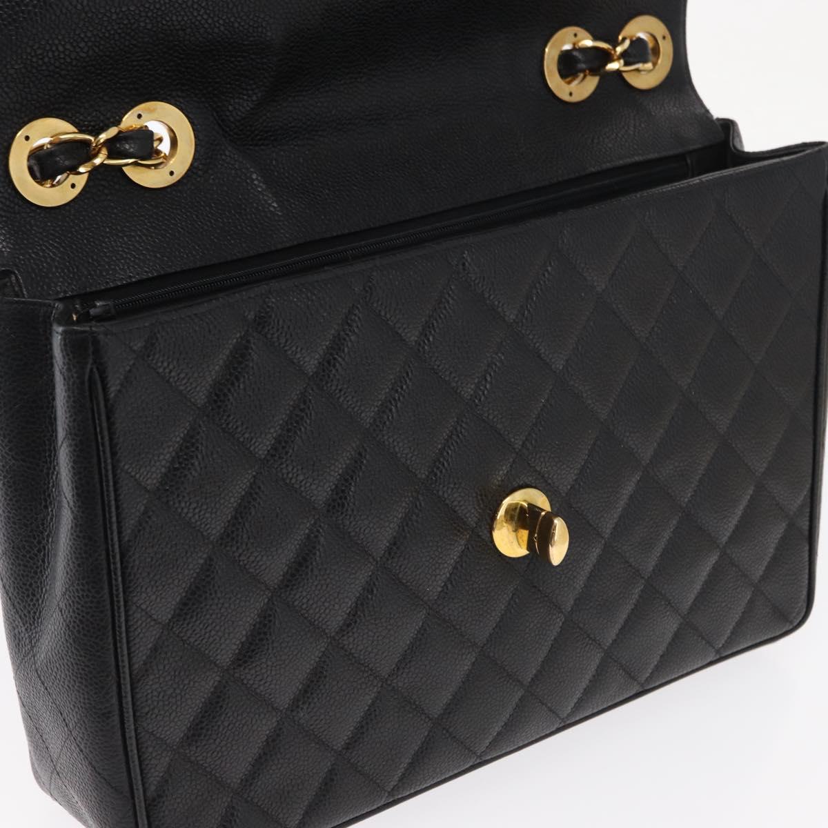 #54 Chanel Matelasse 30 Chain Shoulder Bag Caviar Skin Black Gold
