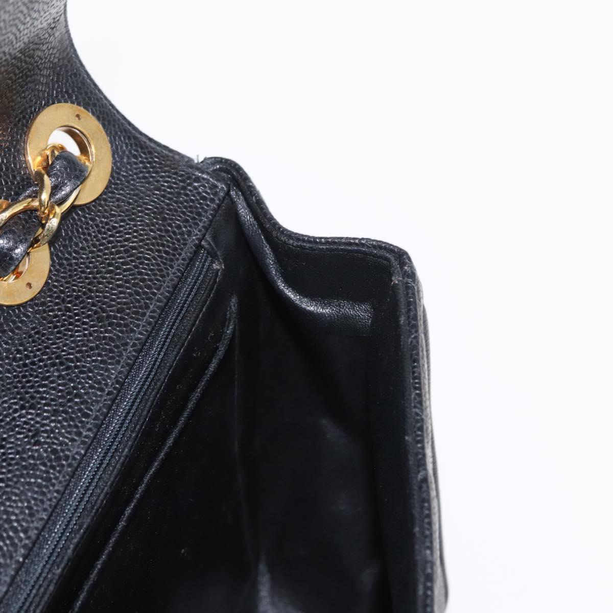 #54 Chanel Matelasse 30 Chain Shoulder Bag Caviar Skin Black Gold