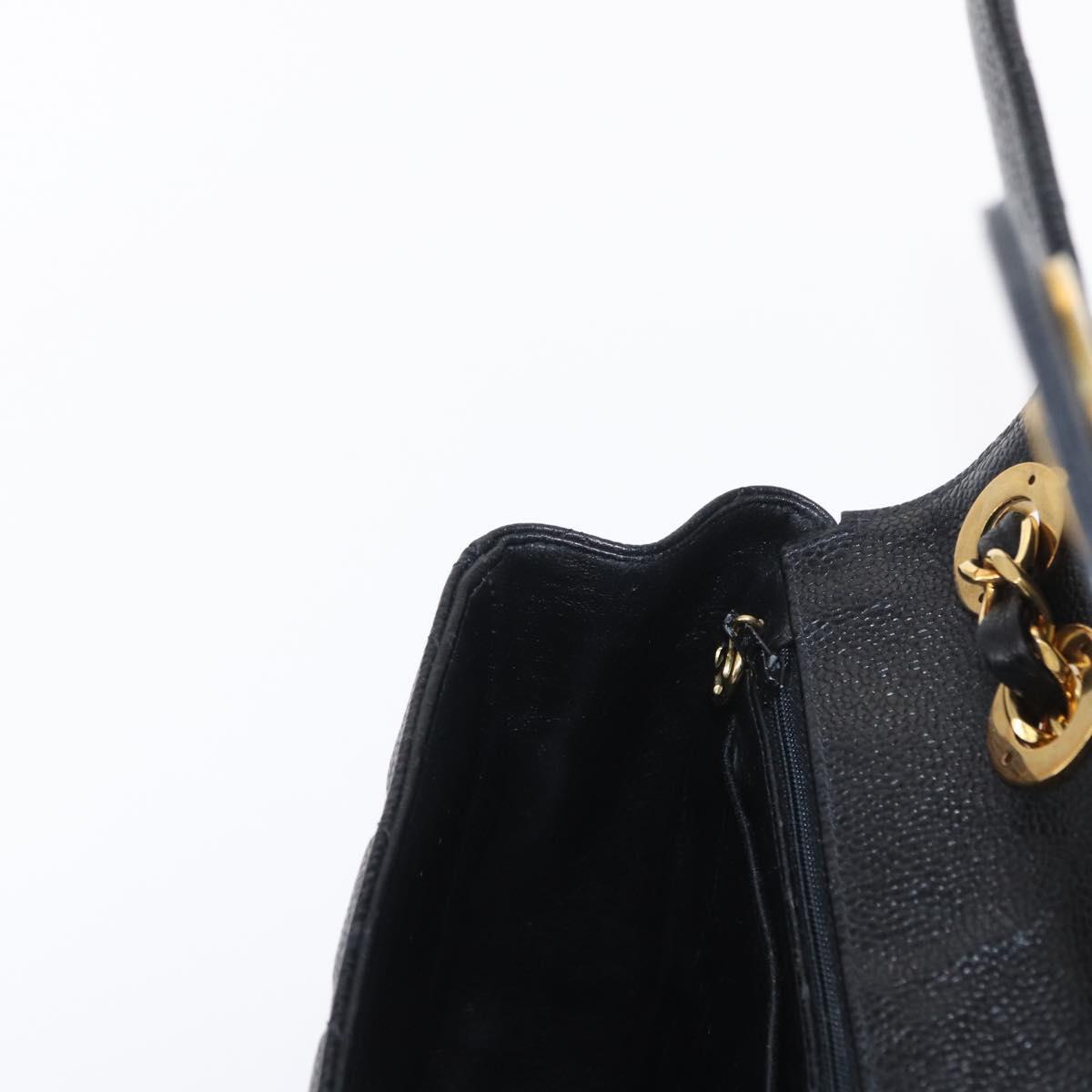 #54 Chanel Matelasse 30 Chain Shoulder Bag Caviar Skin Black Gold