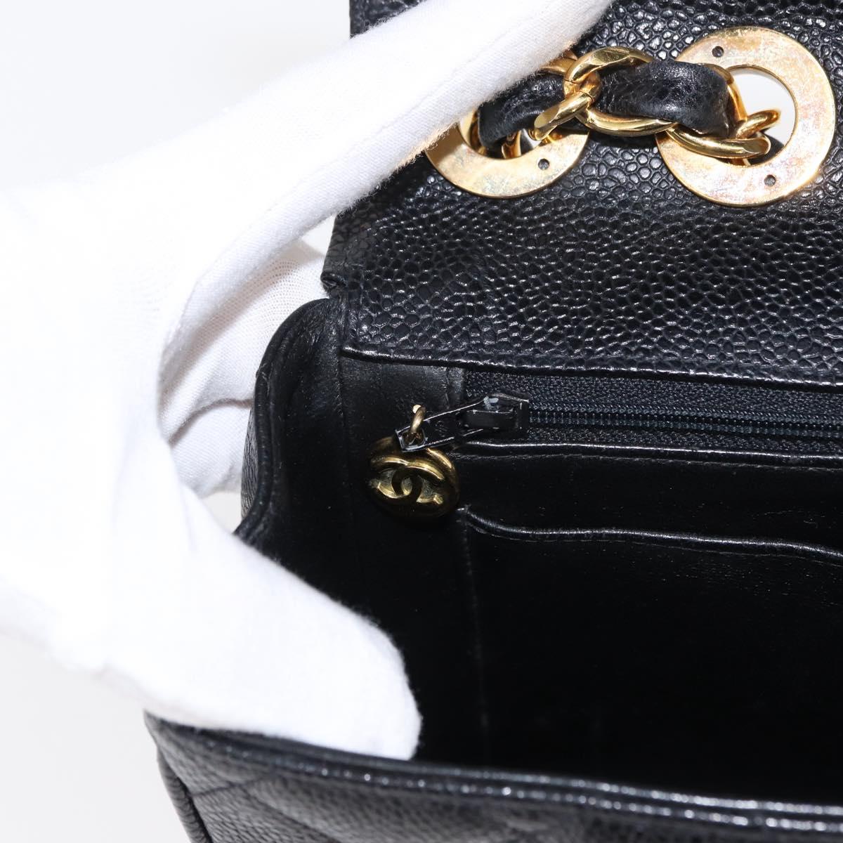 #54 Chanel Matelasse 30 Chain Shoulder Bag Caviar Skin Black Gold