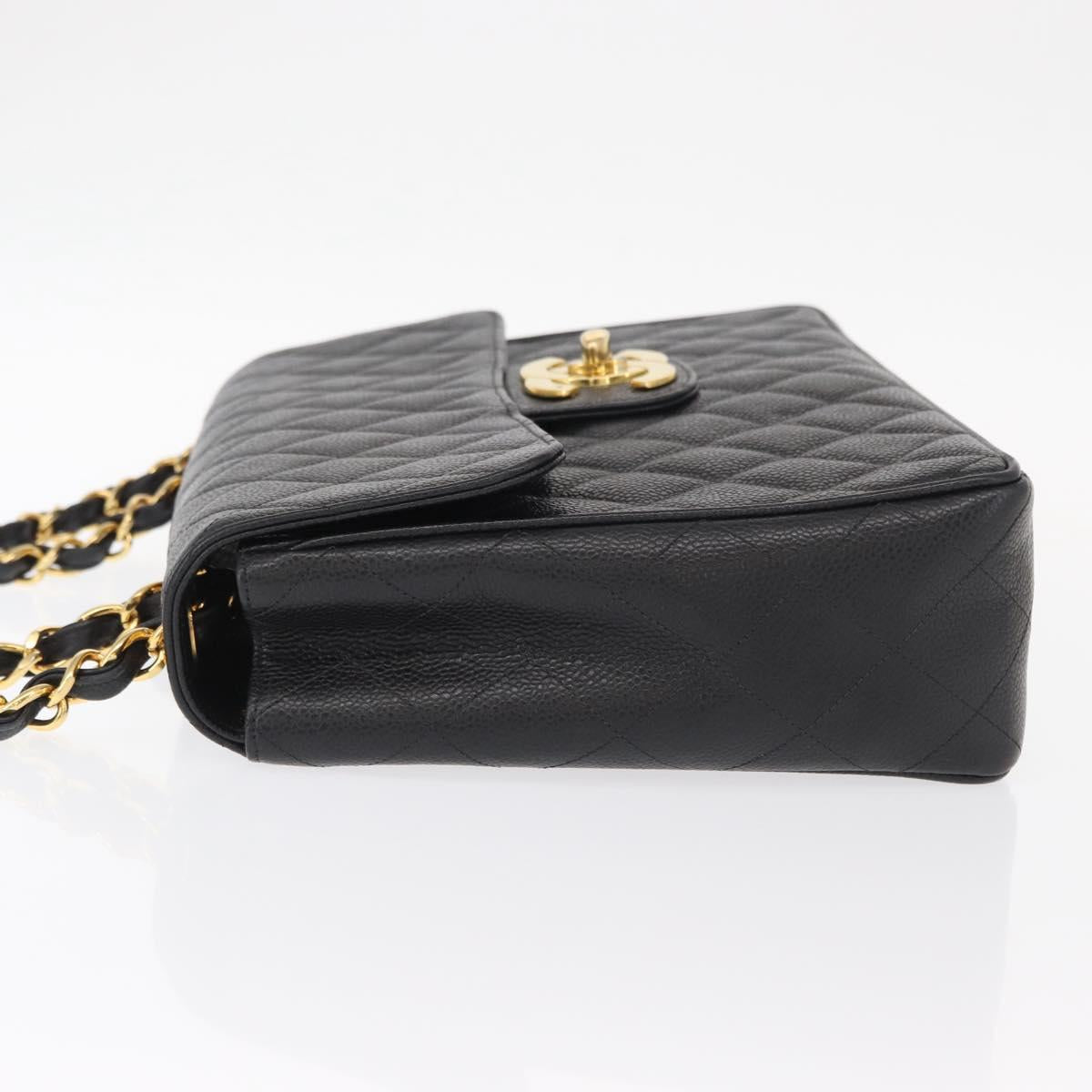 #54 Chanel Matelasse 30 Chain Shoulder Bag Caviar Skin Black Gold