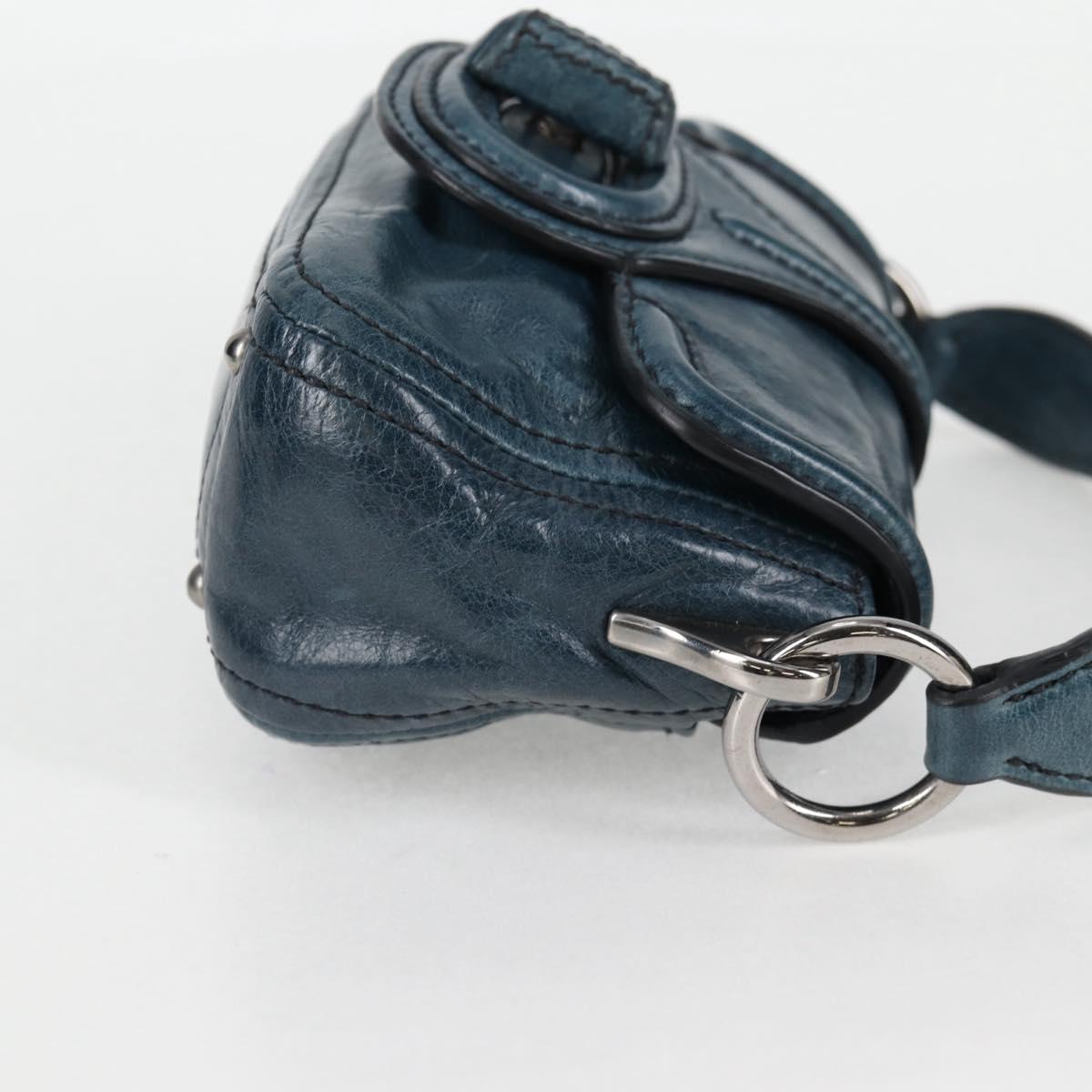 Prada Vitello Shine Sound Leather Two Way Bag Blue
