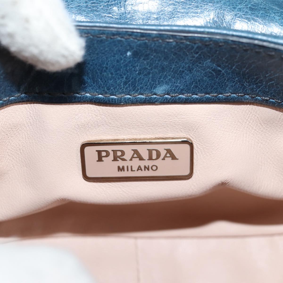 Prada Vitello Shine Sound Leather Two Way Bag Blue