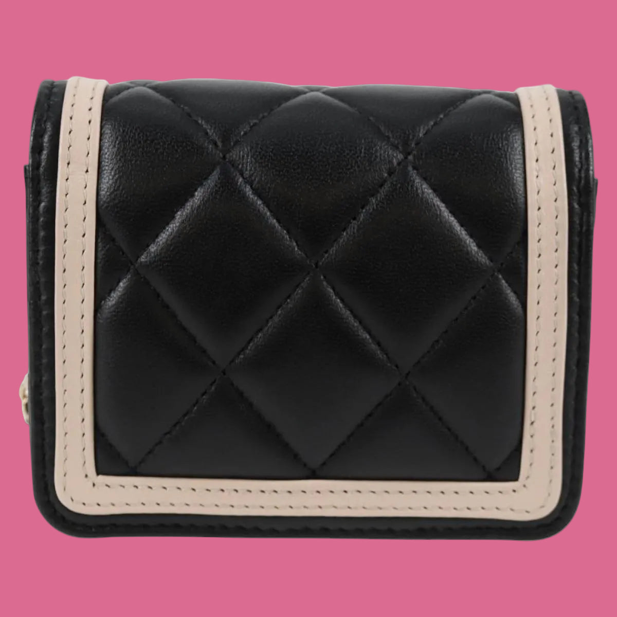 Chanel Black and White Lambskin Crossbody Chain Pouch Accessory