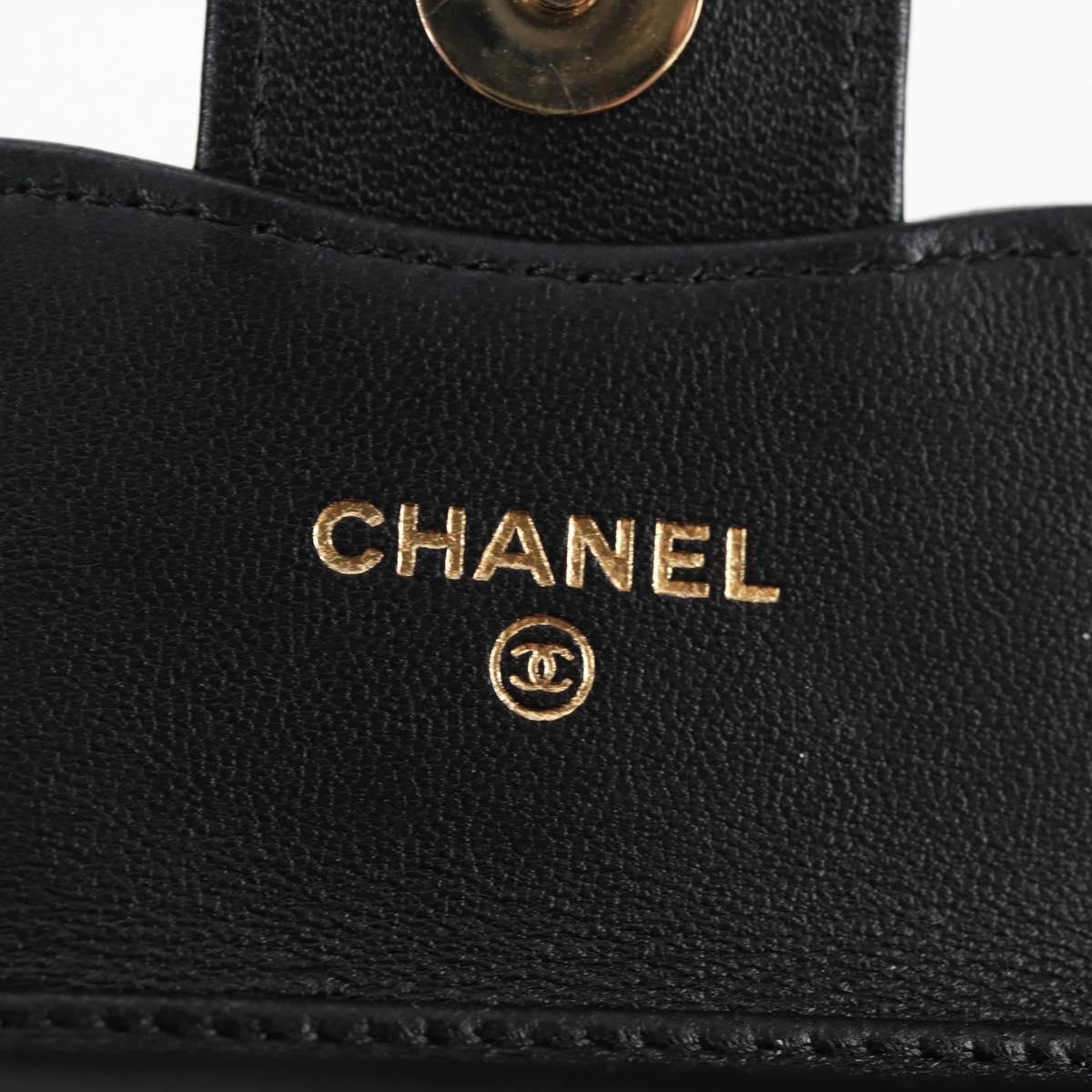 Chanel Black and White Lambskin Crossbody Chain Pouch Accessory