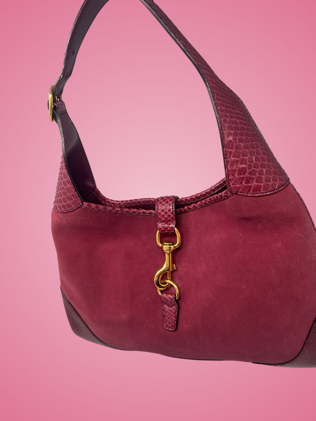 Gucci Jackie Red Suede Shoulder Bag