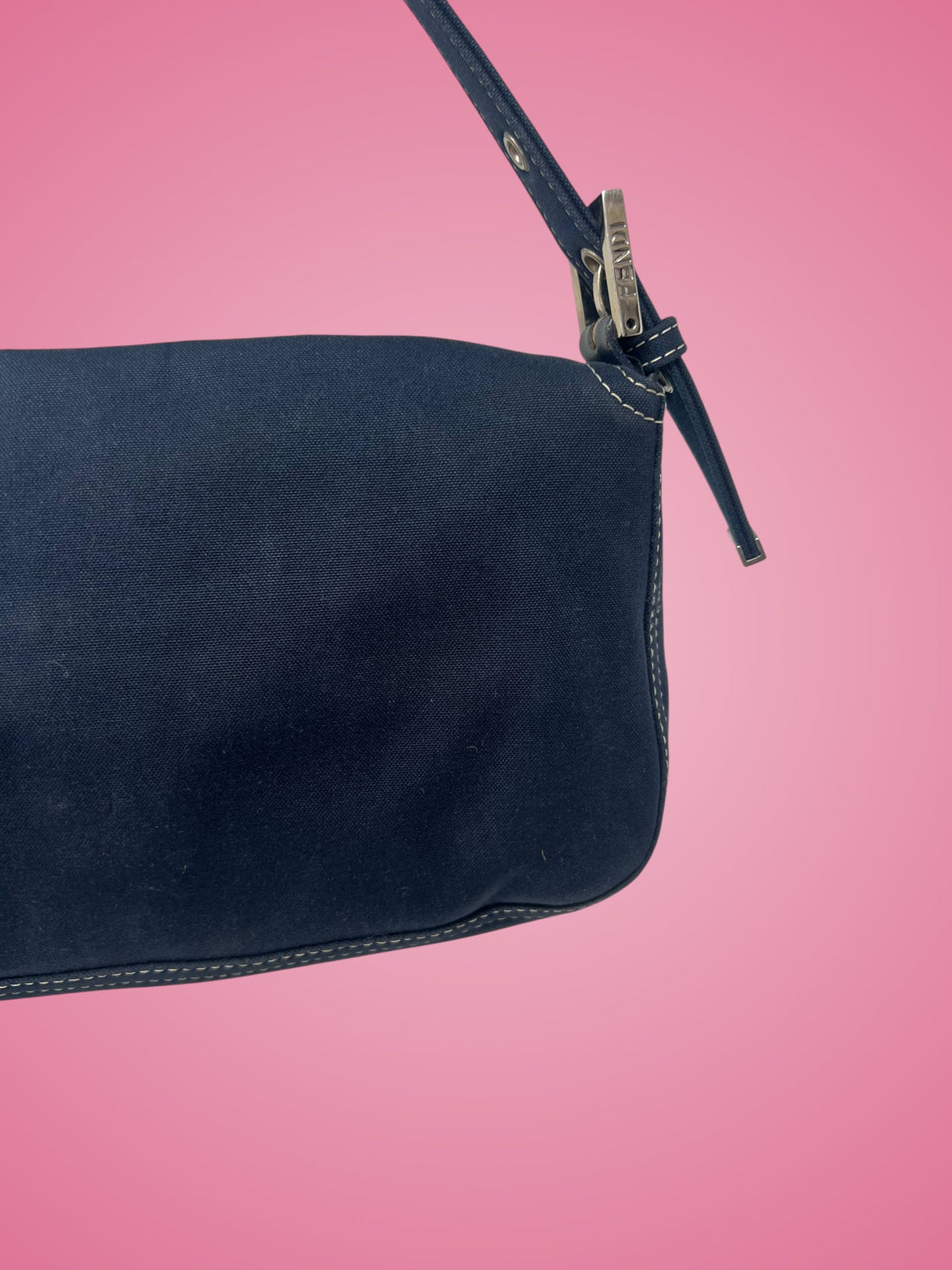 Fendi Baguette Navy Cotton