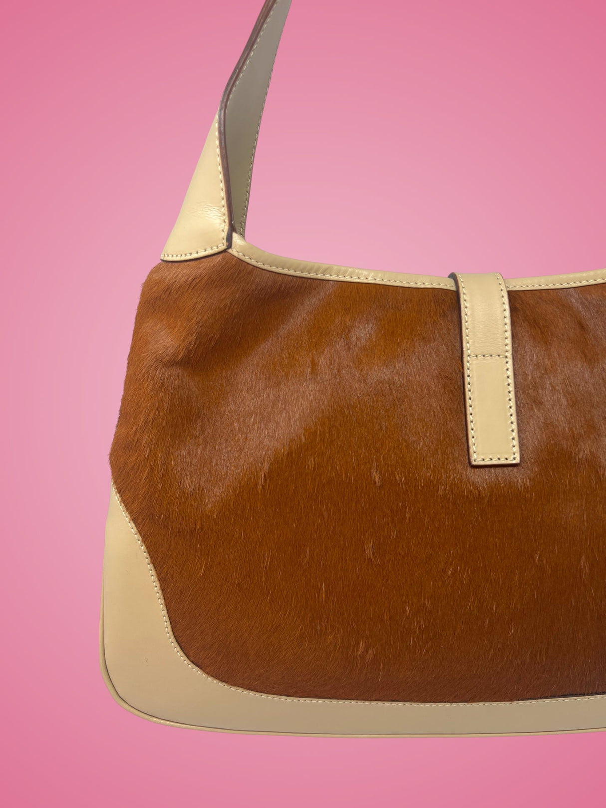 Gucci Jackie Brown Pony Hair Shoulder Bag