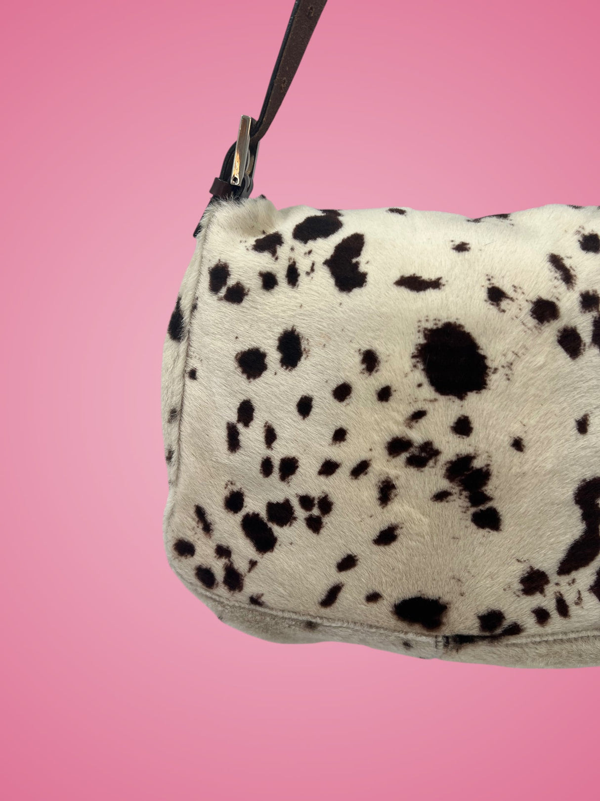 Fendi Mamma Baguette Pony Hair Dalmation Print