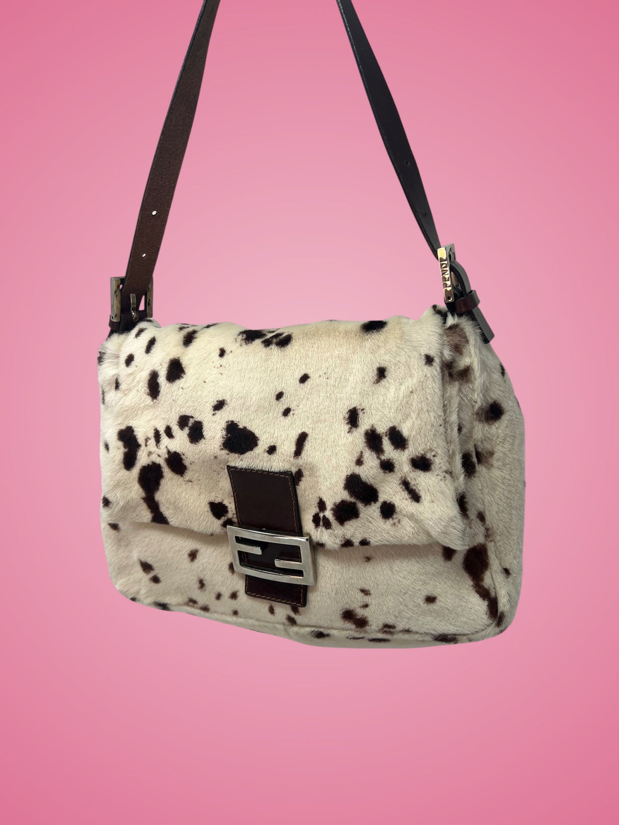 Fendi Mamma Baguette Pony Hair Dalmation Print