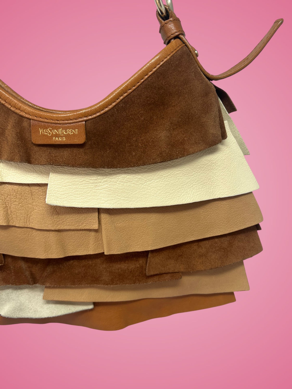 YSL Saint Tropez Brown Suede & Leather Bag