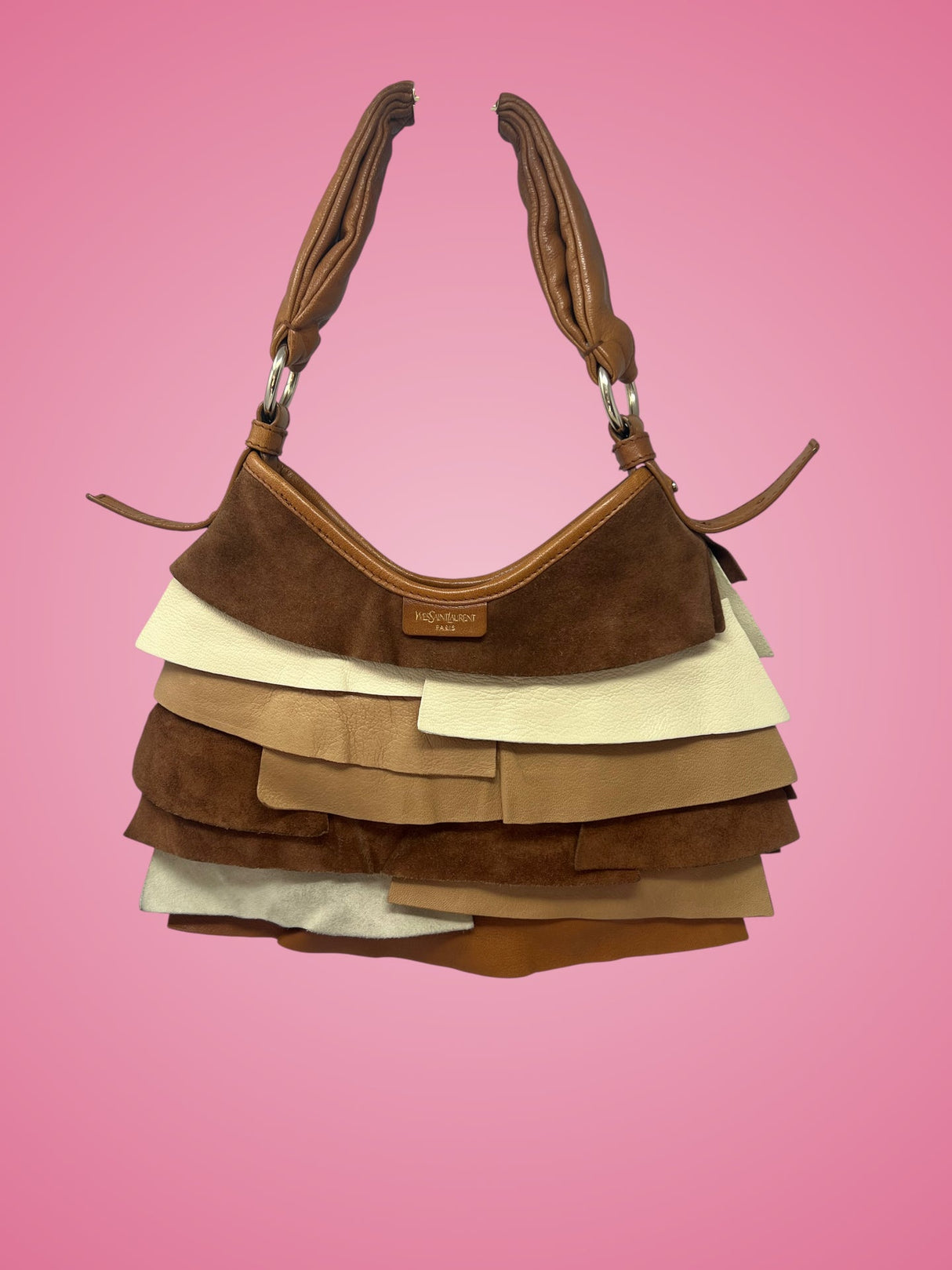 YSL Saint Tropez Brown Suede & Leather Bag