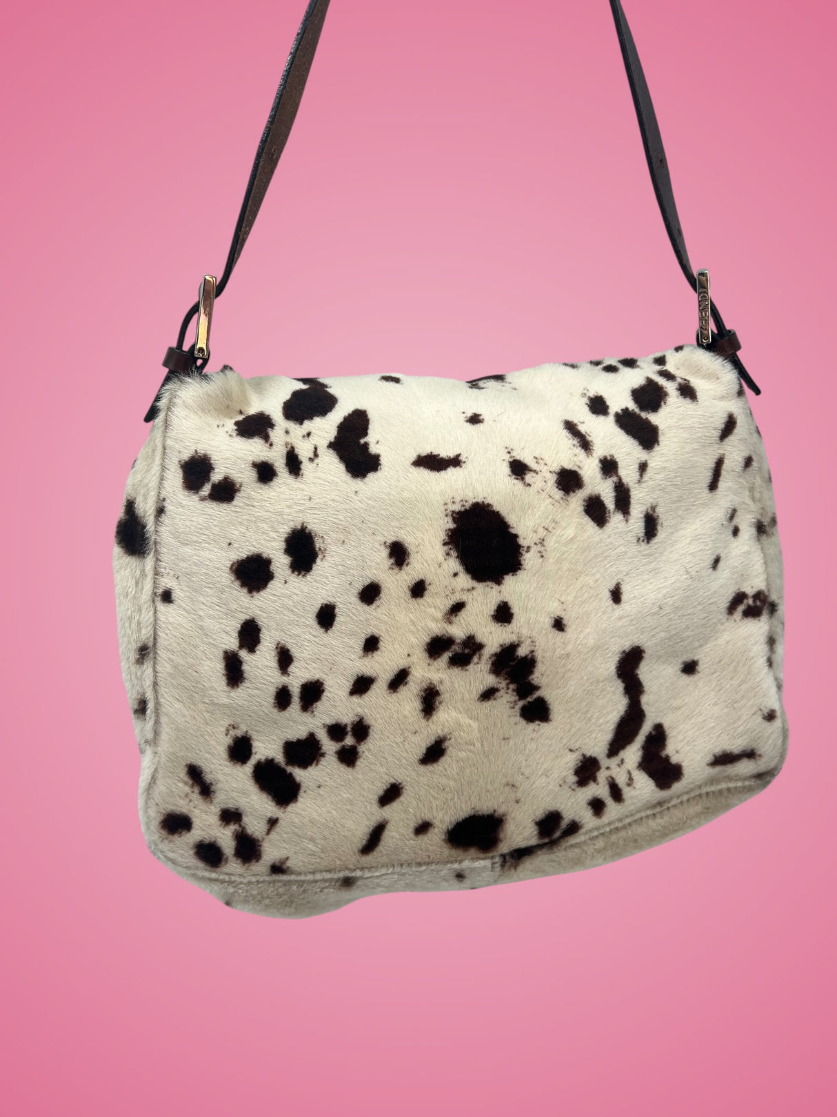 Fendi Mamma Baguette Pony Hair Dalmation Print