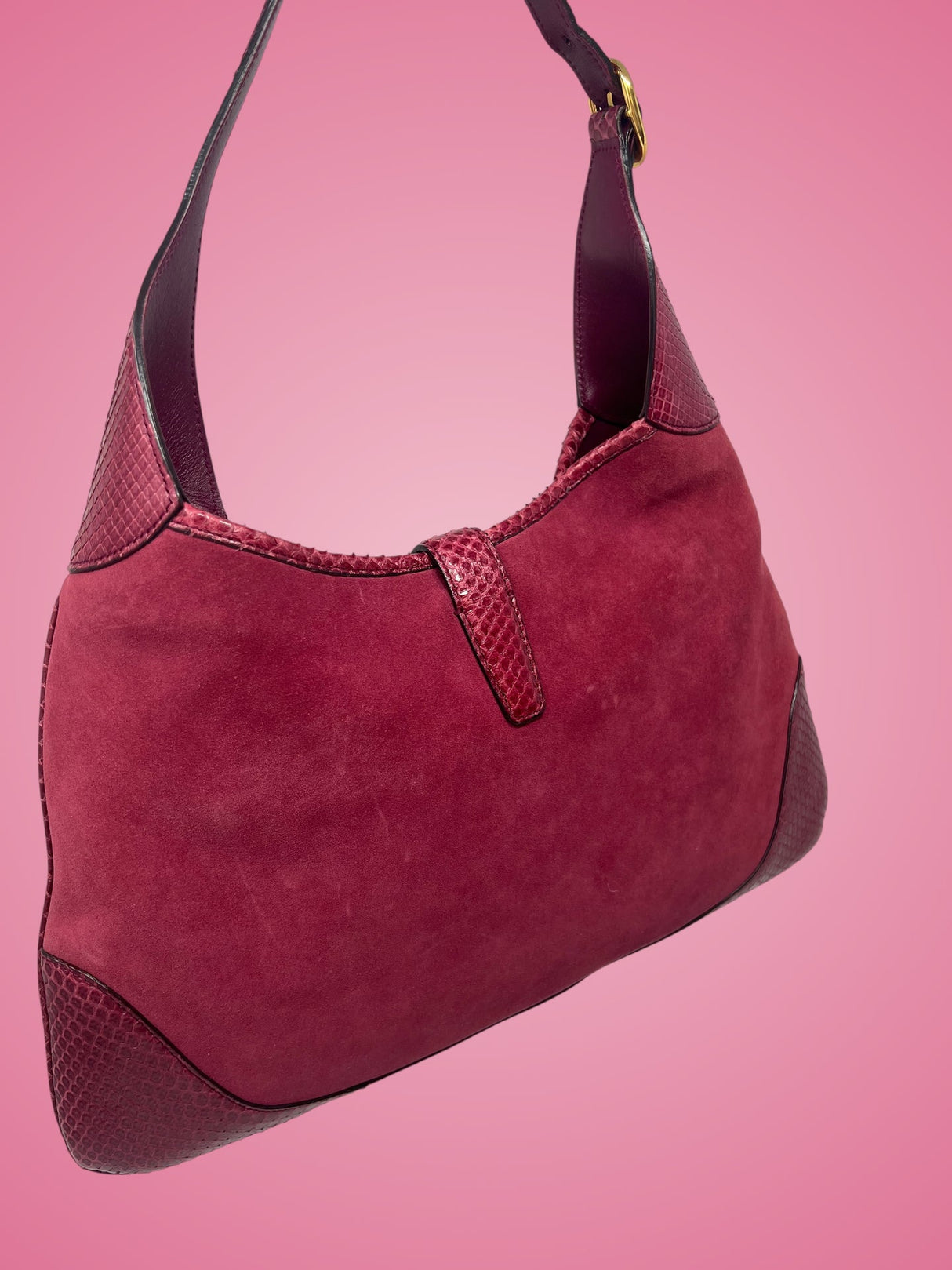 Gucci Jackie Red Suede Shoulder Bag