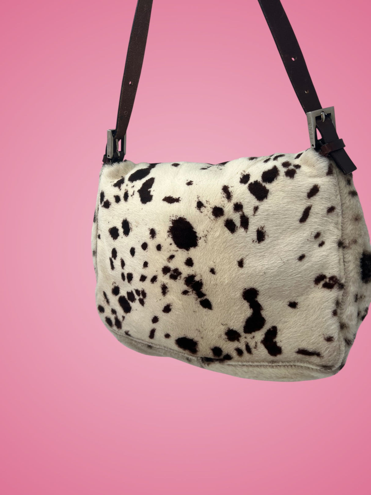 Fendi Mamma Baguette Pony Hair Dalmation Print