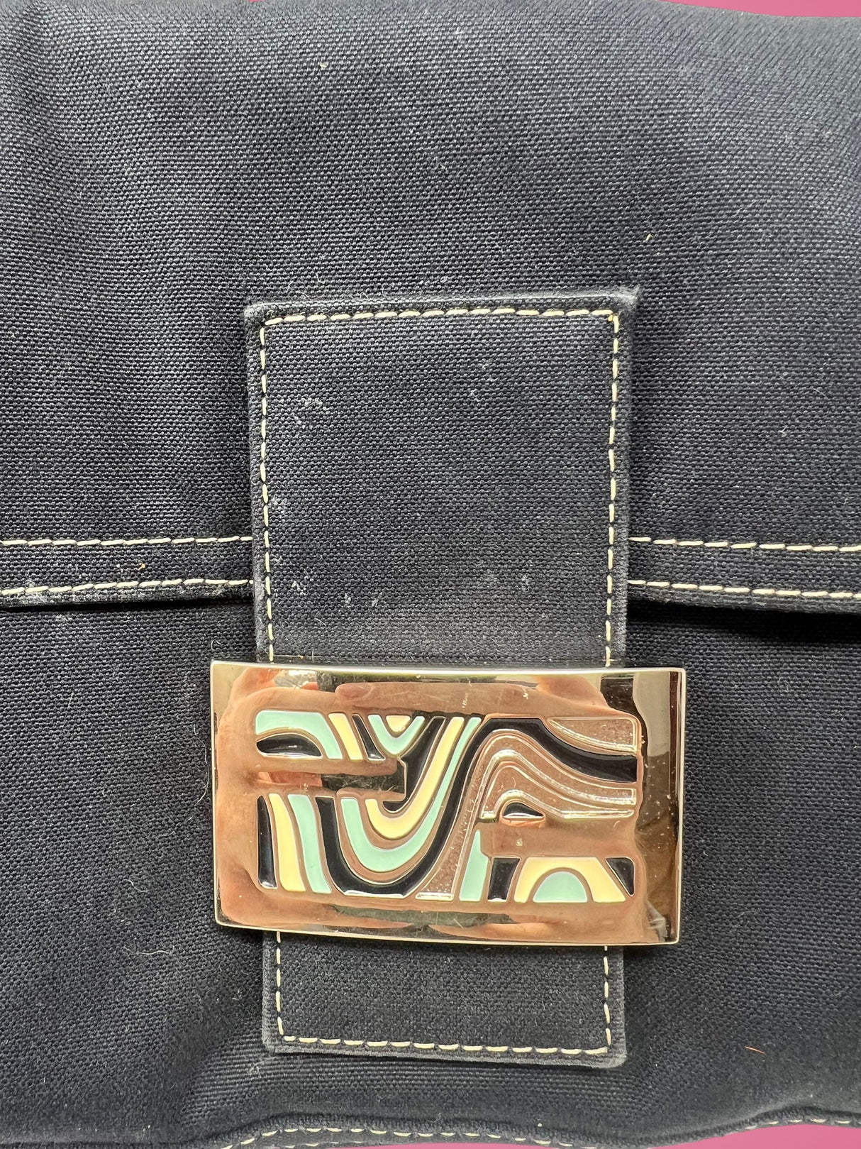 Fendi Baguette Navy Cotton