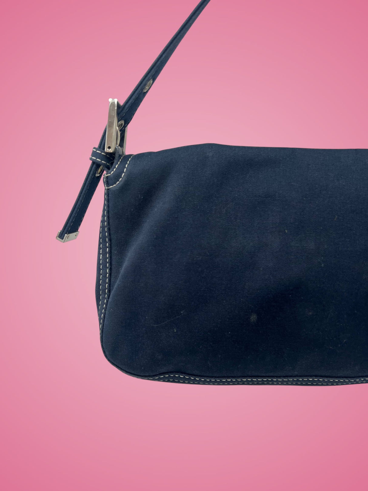 Fendi Baguette Navy Cotton
