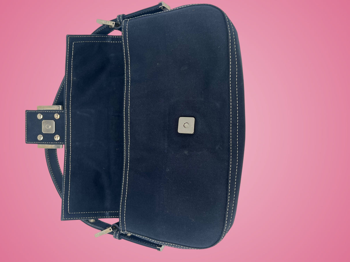 Fendi Baguette Navy Cotton
