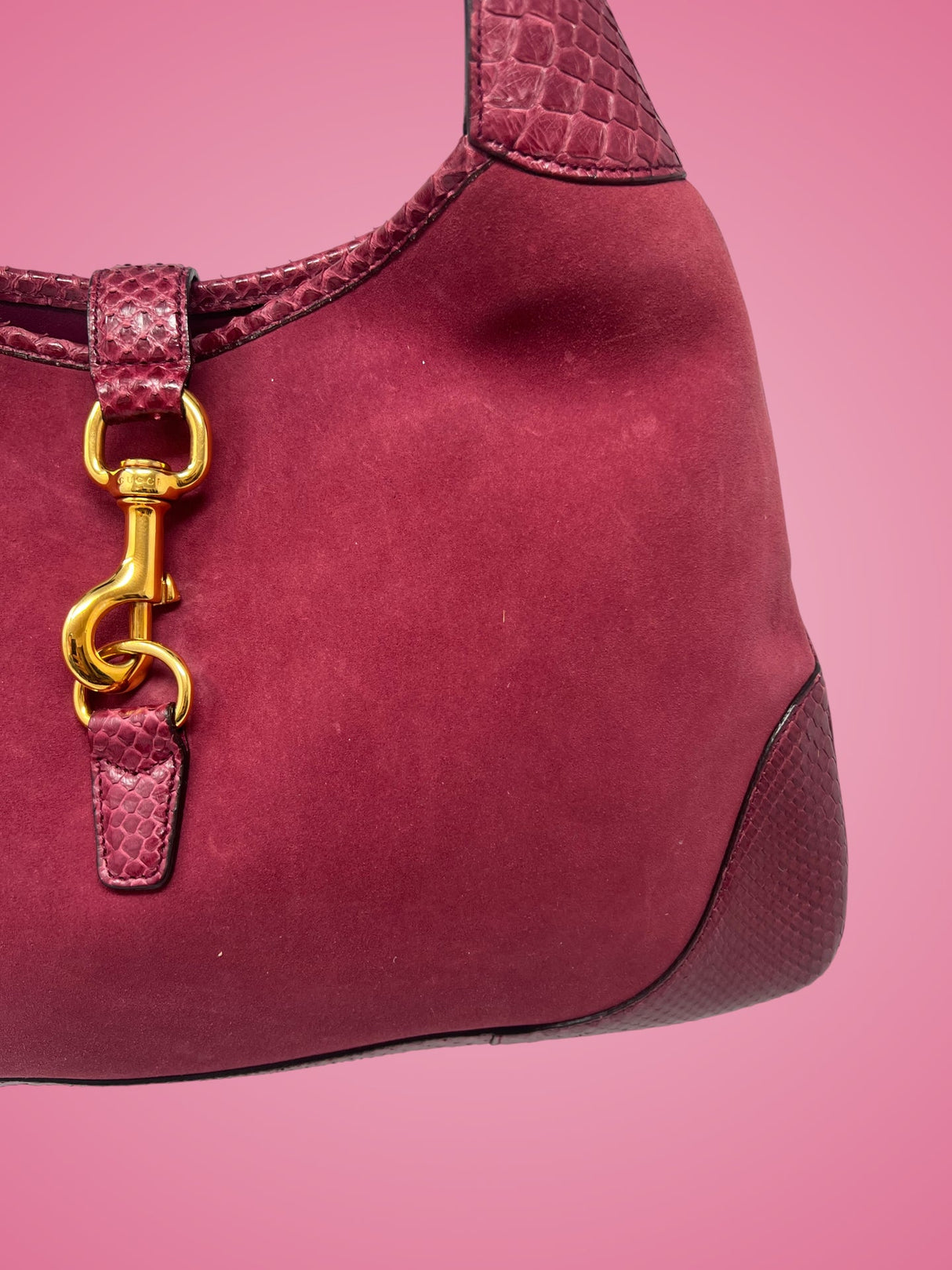 Gucci Jackie Red Suede Shoulder Bag