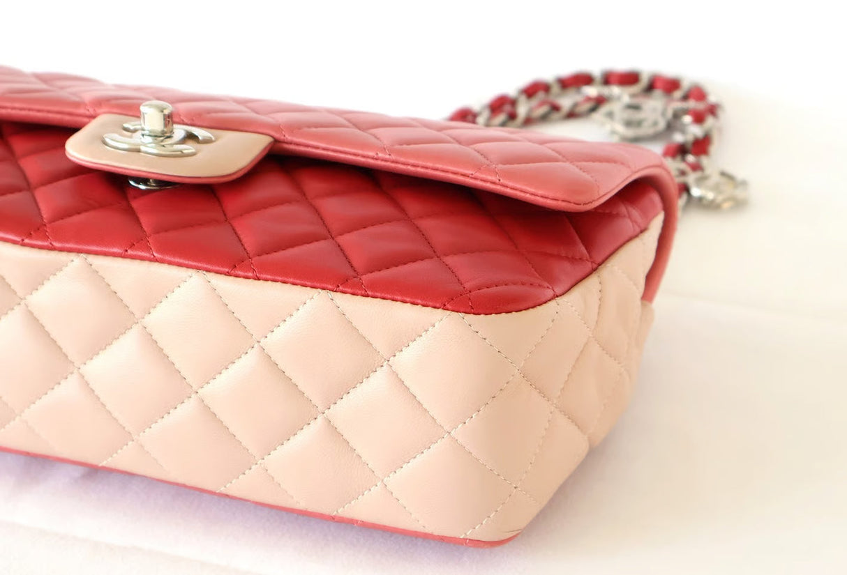 Chanel Pink Colorblock Matelassé Quilted Lambskin Chain Shoulder Bag