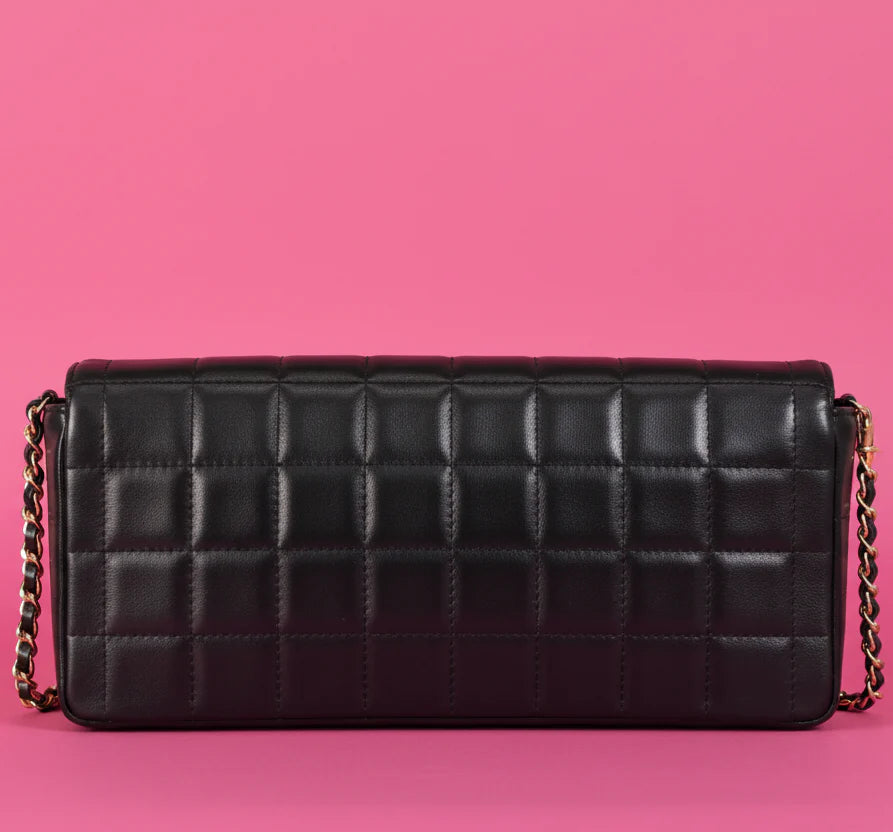 Chanel East West Chocolate Bar Bag Black Lambskin